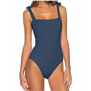 BECCA Swimsuit Womens Size S Color‎ Code Emma One Piece Shadow Blue Tie Straps